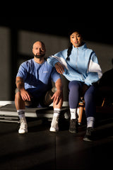 Retro cropped zip up jacket - Baby Blue