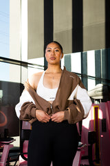 Retro cropped zip up jacket