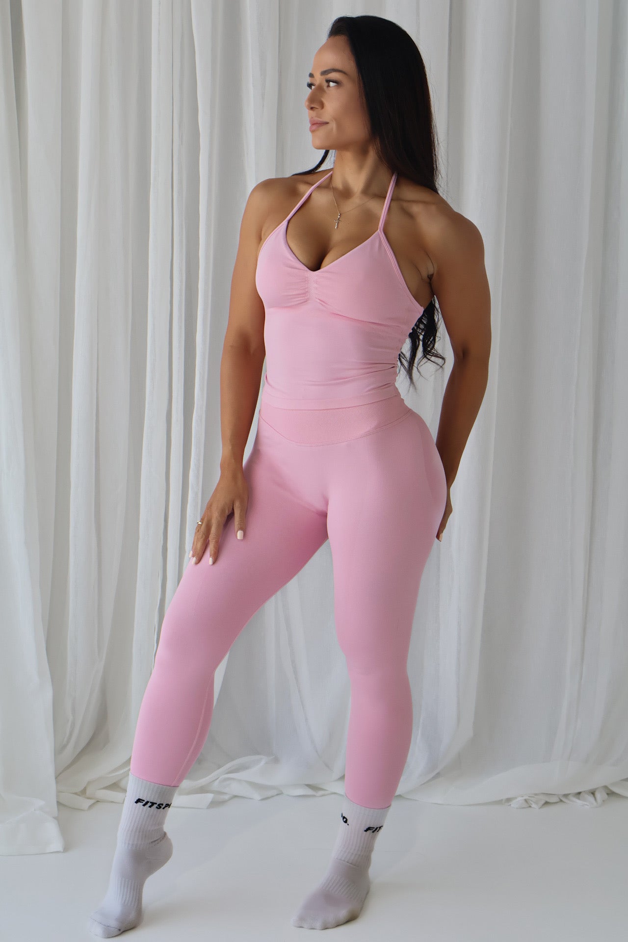 Luxe Halter V-Neck Cami 🩷. Main image