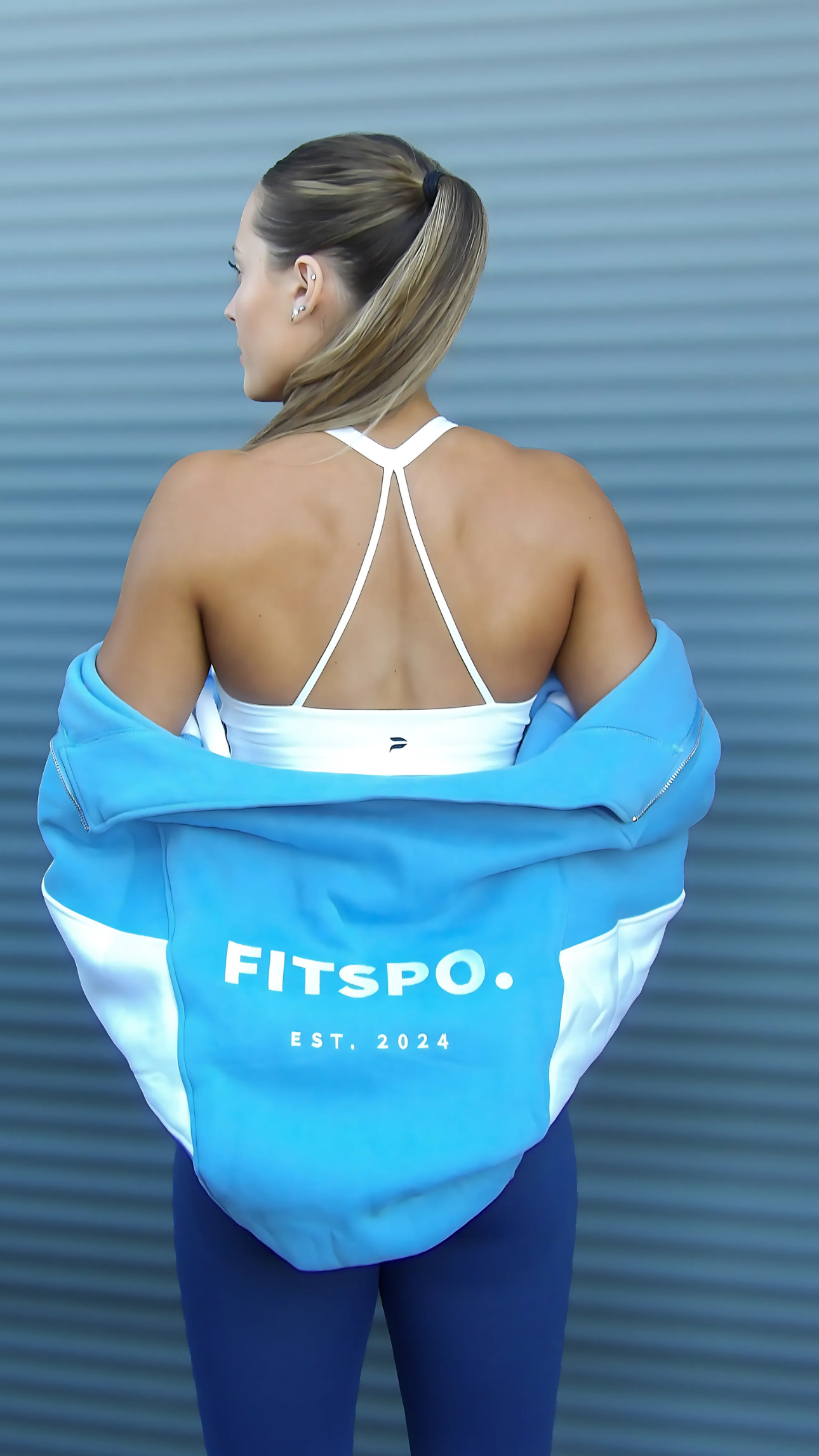 Retro cropped zip up jacket - Baby Blue Secondary image