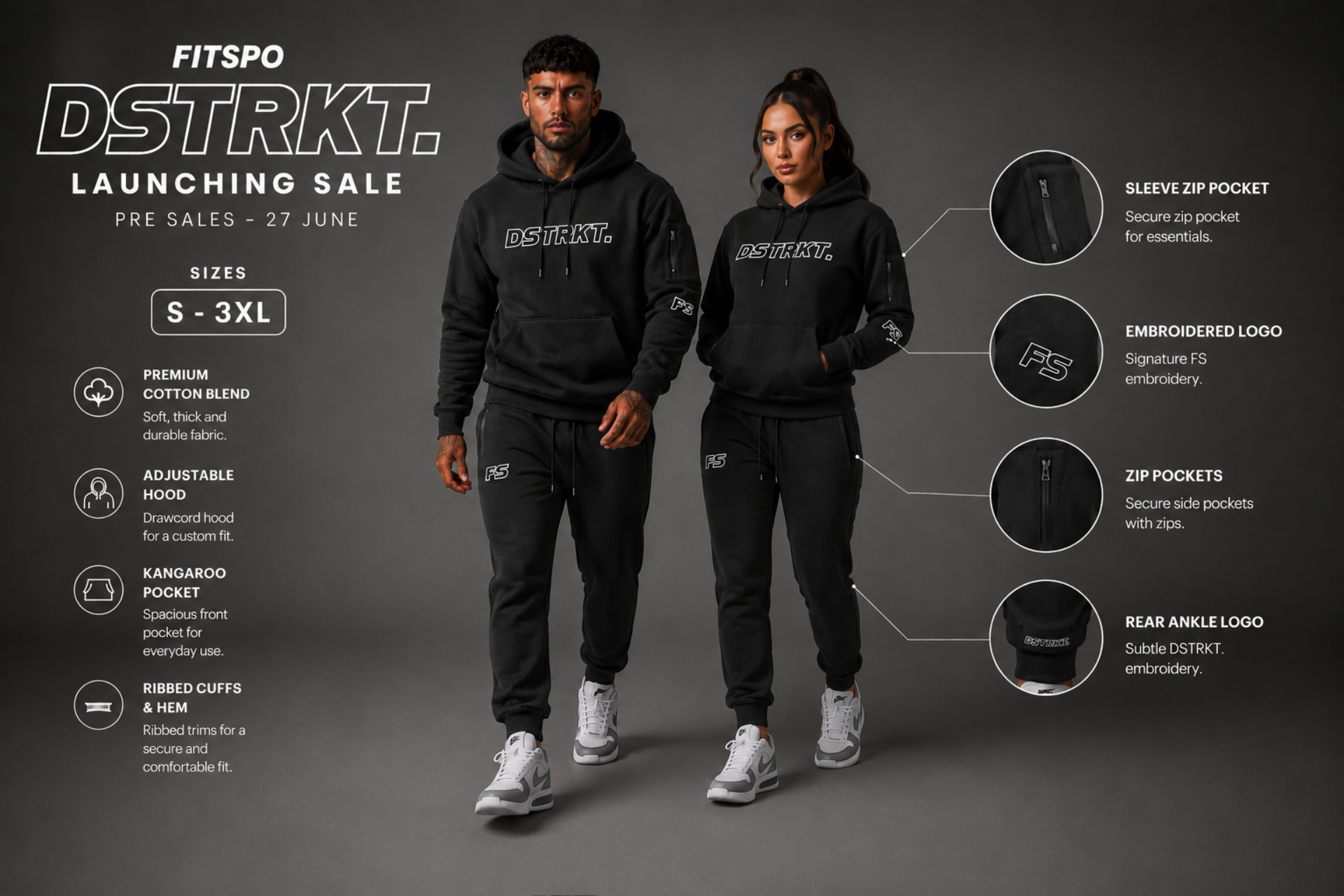 DSTRKT Charcoal grey hoodie set