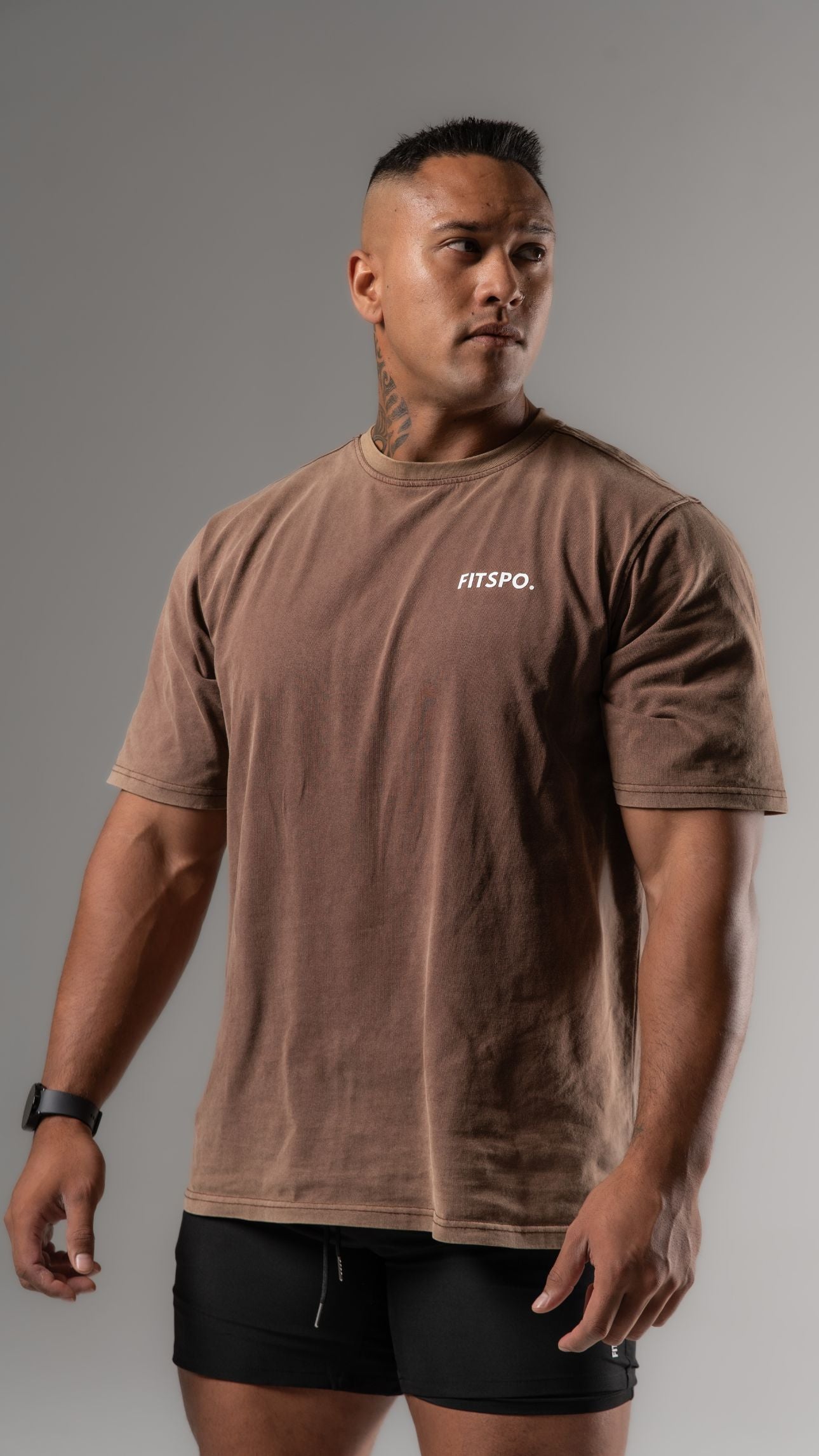 Retro Oversized Tee - Teal Brown