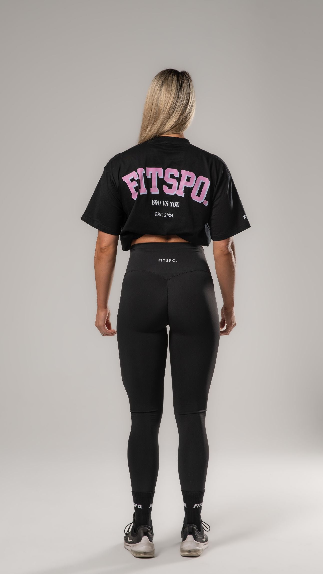 UNISEX - Black Oversized Cotton Tee (Baby Pink logo)