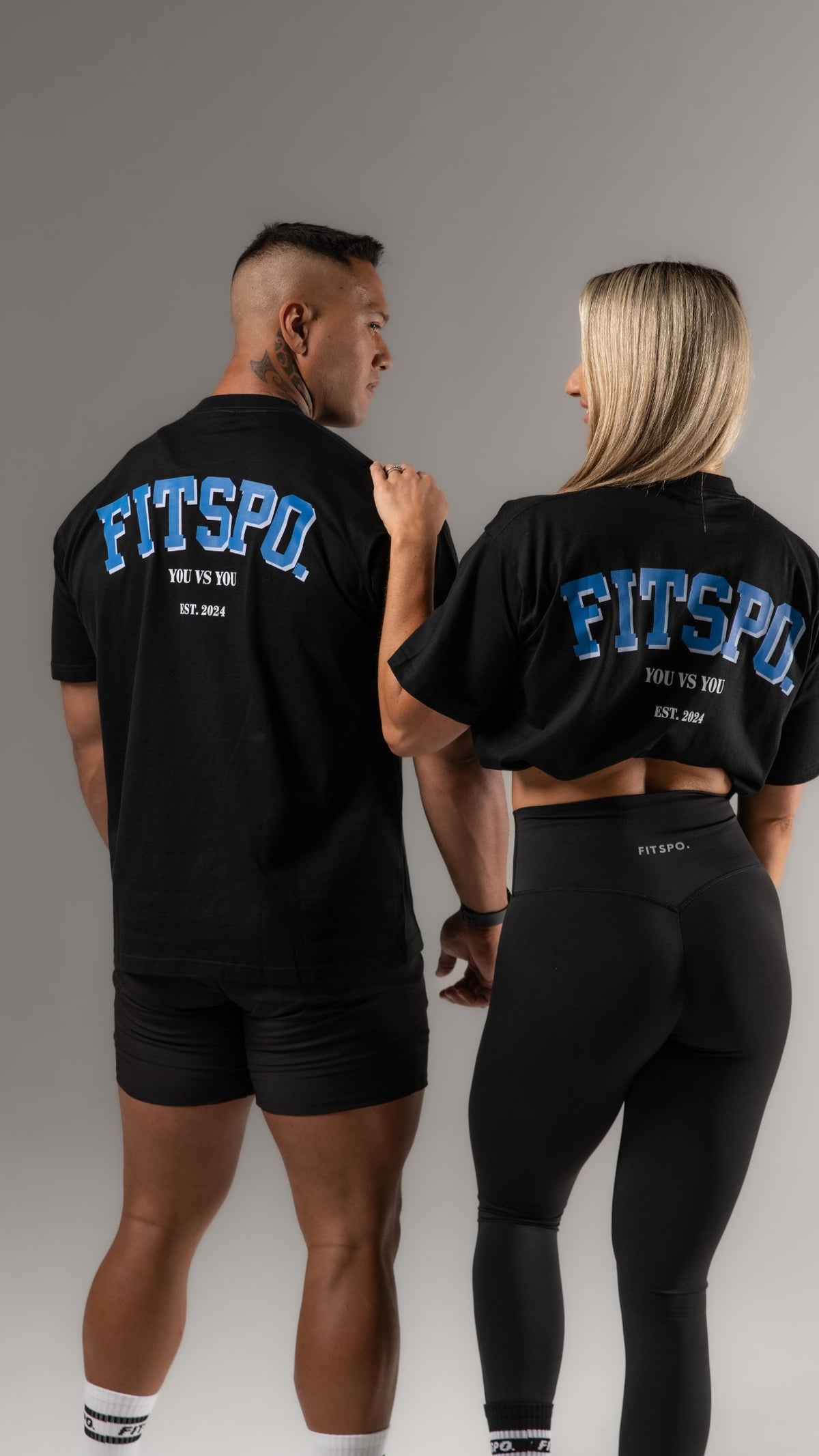 UNISEX - Black Oversized Cotton Tee (Cobalt Blue logo)