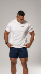 UNISEX - White Oversized Cotton Tee (Cobalt Blue logo)
