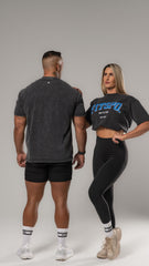UNISEX - Acid washed oversized Tee (Cobalt Blue logo)