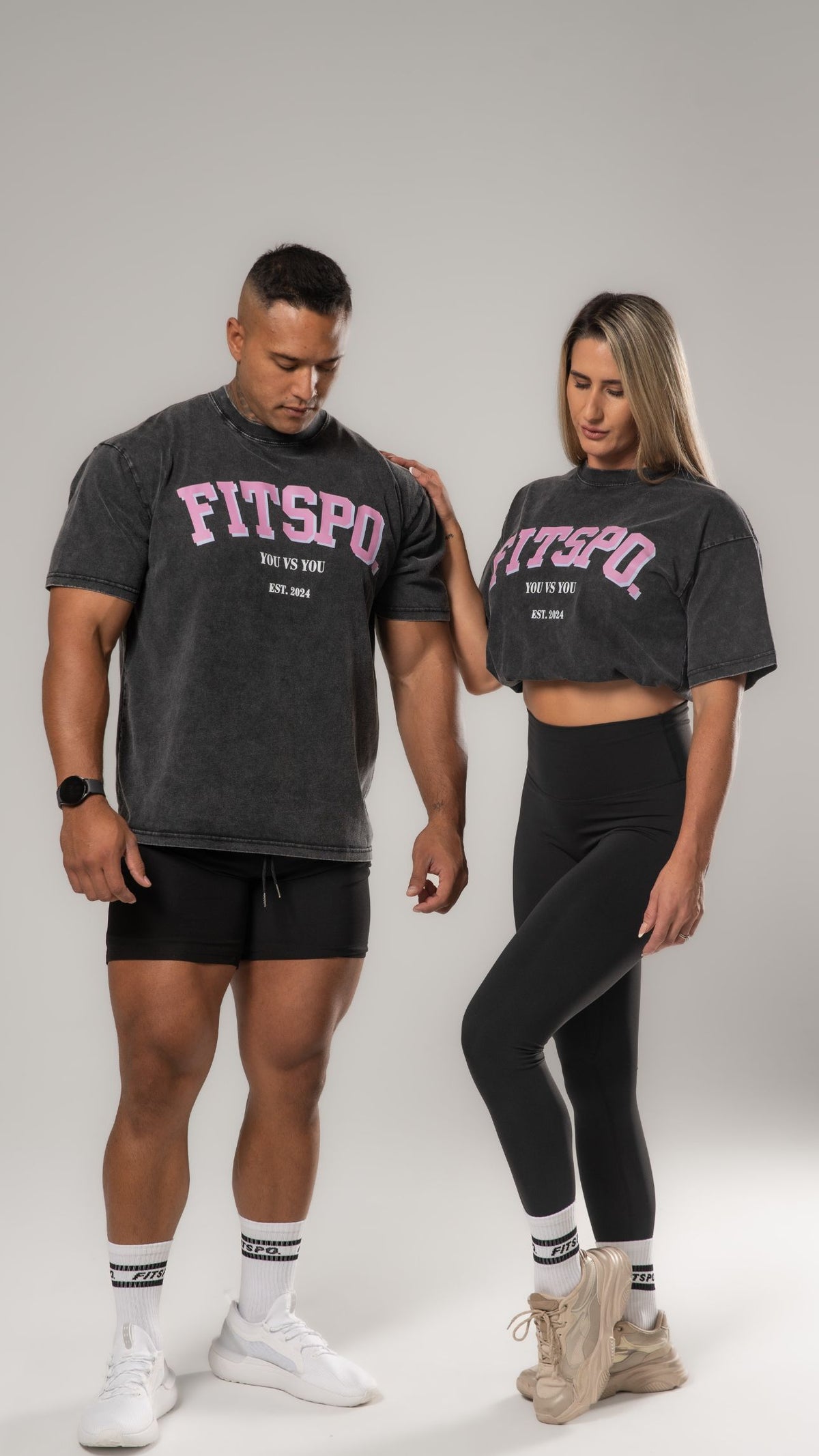 UNISEX - Acid washed oversized Tee (Baby pink logo)
