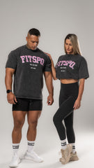 UNISEX - Acid washed oversized Tee (Baby pink logo)